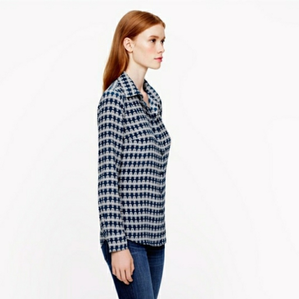 J. Crew silk boy blouse in Owl Print